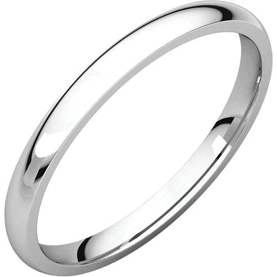 Platinum Comfort fit band, the fit is rounded against the finger and domed away from the finger.